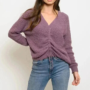 Soft popcorn runched detail sweater